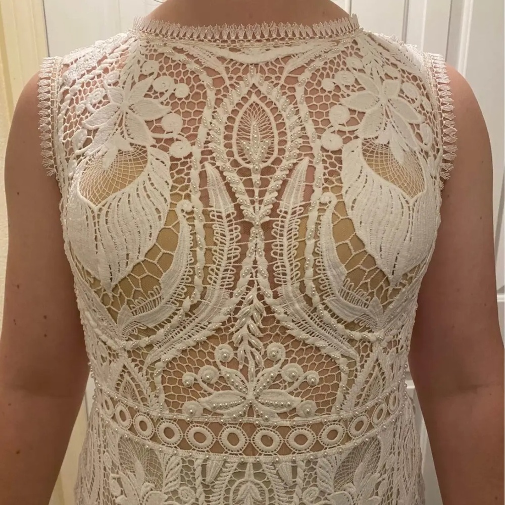 Boho lace wedding dress with beading